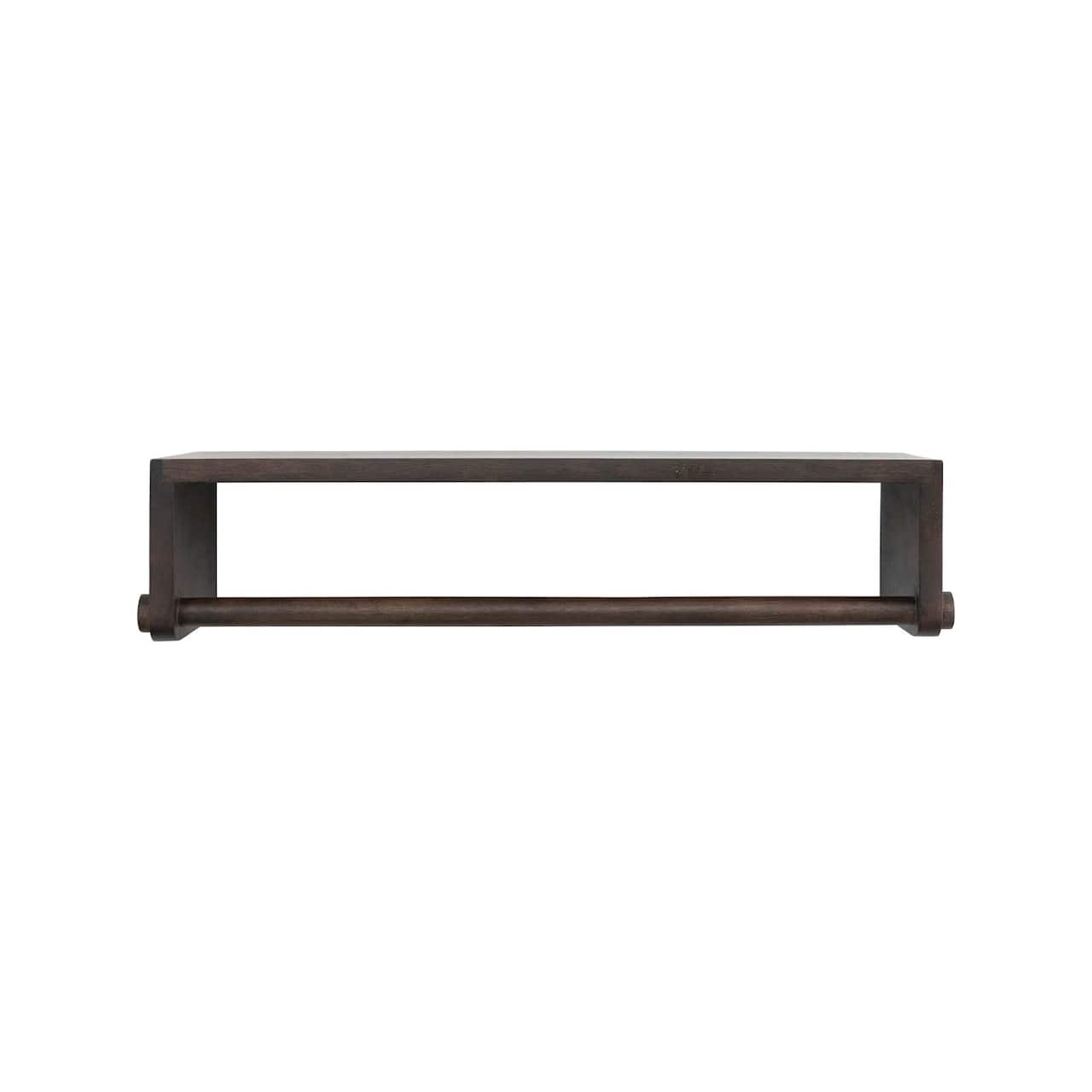 Hello Honey® 22" Espresso Finish Mango Wood Wall Shelf with Rod